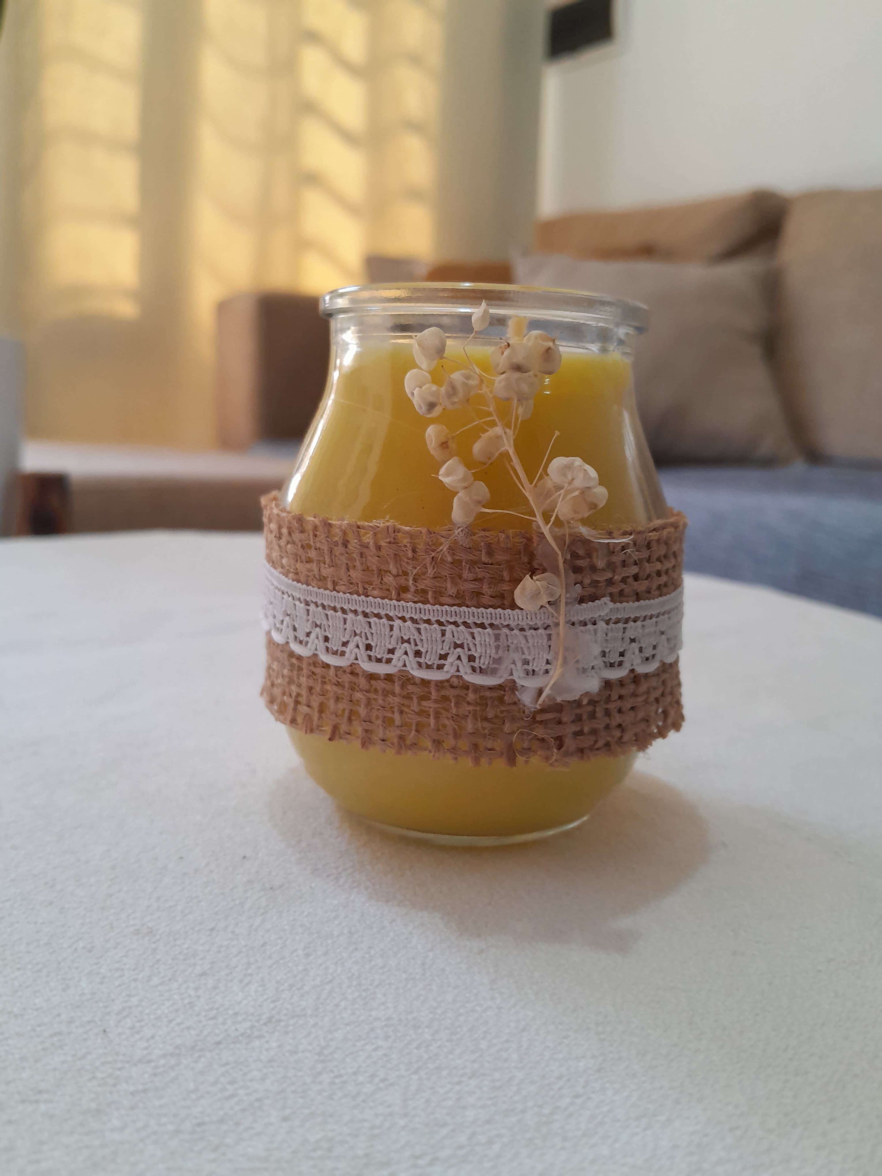 Vela en Frasco con decoración 2