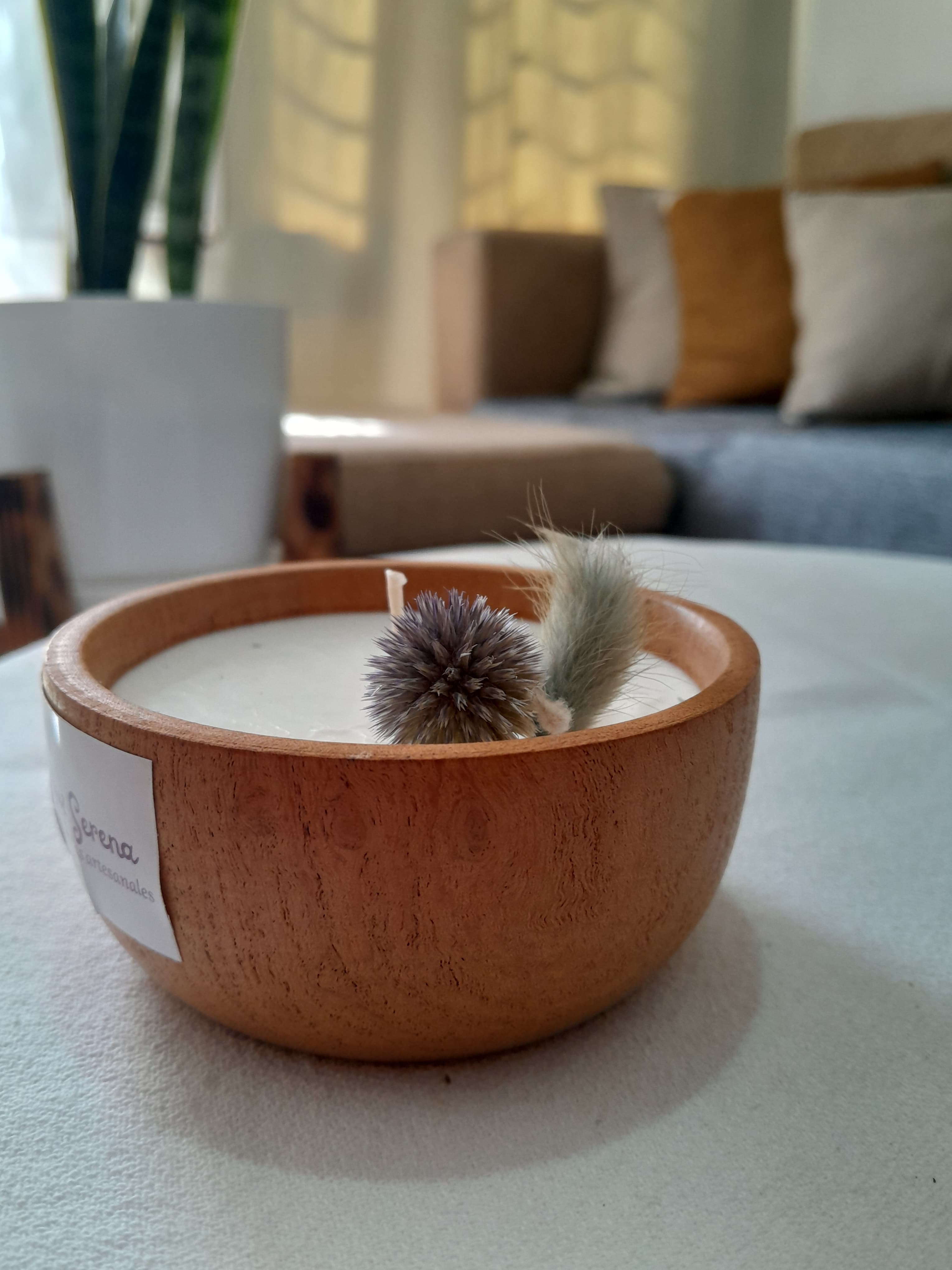 Vela en cuenco de madera 2