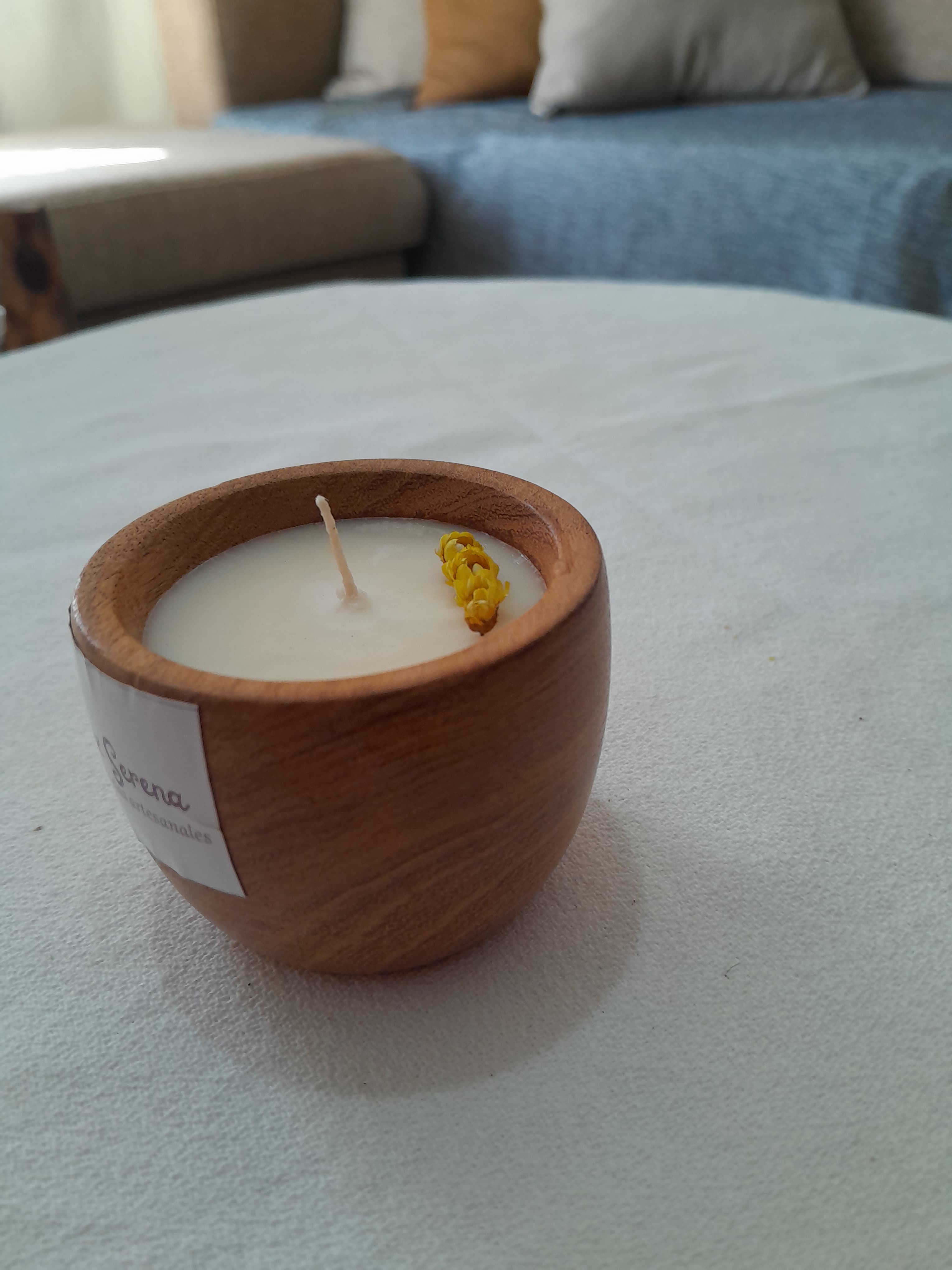 Vela en cuenco de madera 2