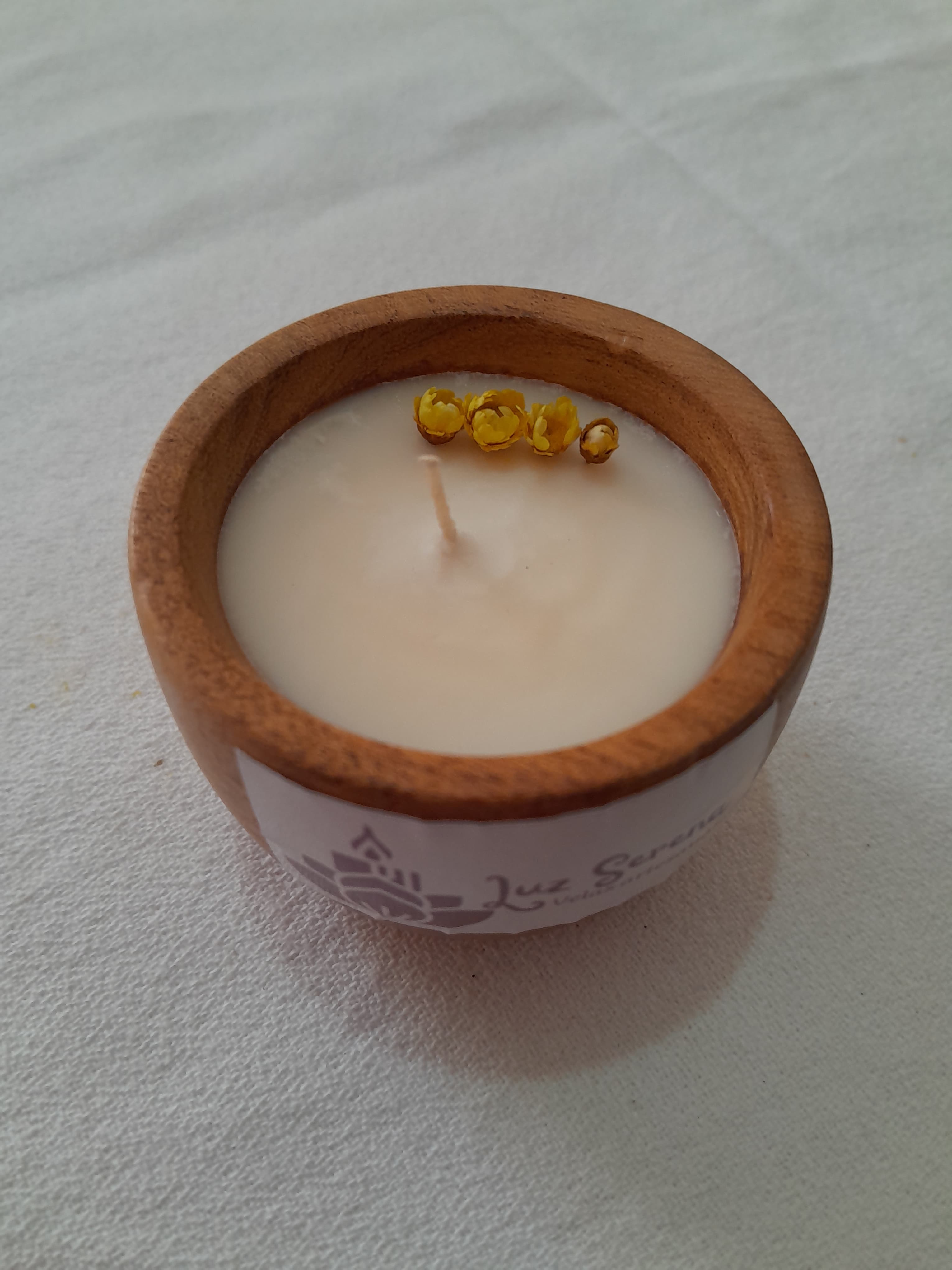 Vela en cuenco de madera 3